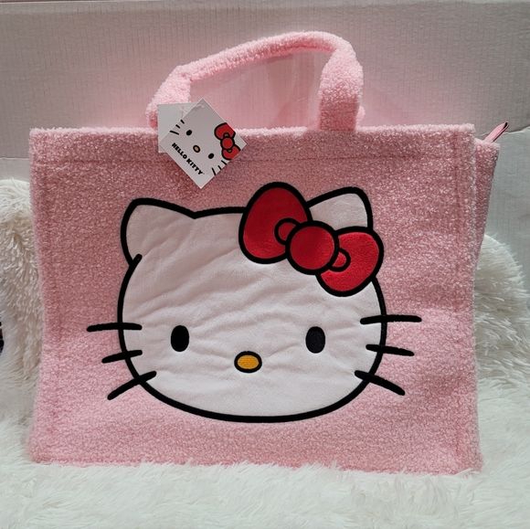 Hello Kitty Pink Sherpa Tote Bag TikTok Viral (New with Tag, Hard to Find) - Picture 3 of 6
